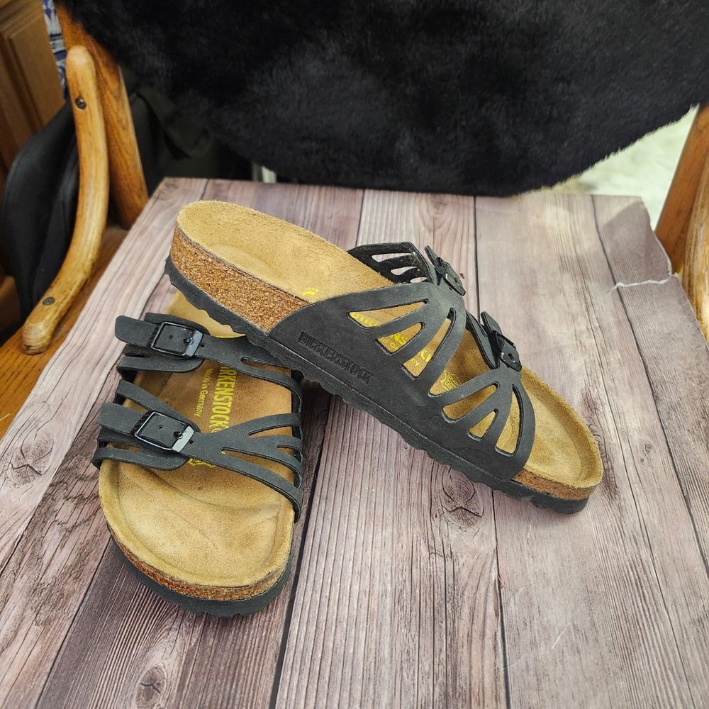 Birkenstock Granada Black Birko-Flor Soft Footbed Sandals Womens 37 L6 M4
